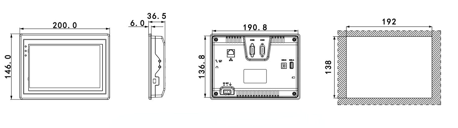 PI3070i-A размеры панели оператора
