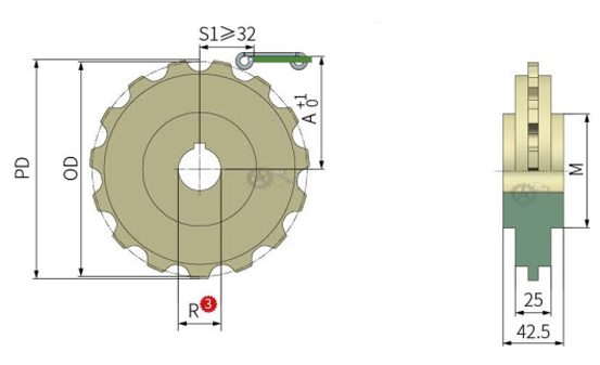 Чертеж звездочки JS-82.6