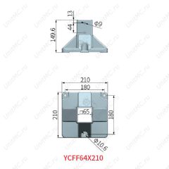 Чертеж. Алюминиевая опора YCFF64X210