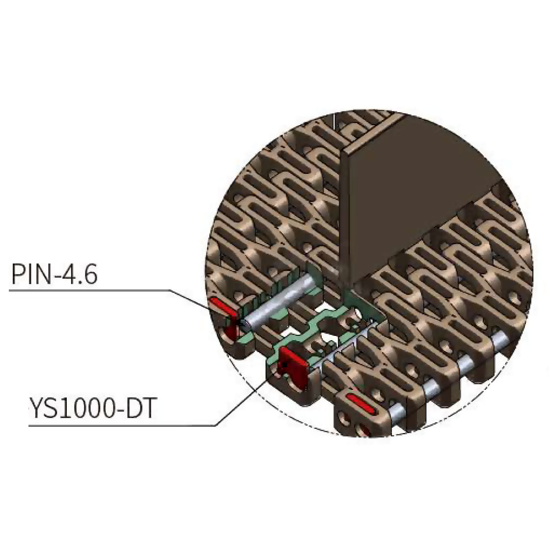 Состав модульной ленты с перегородками YS1000-1-DH