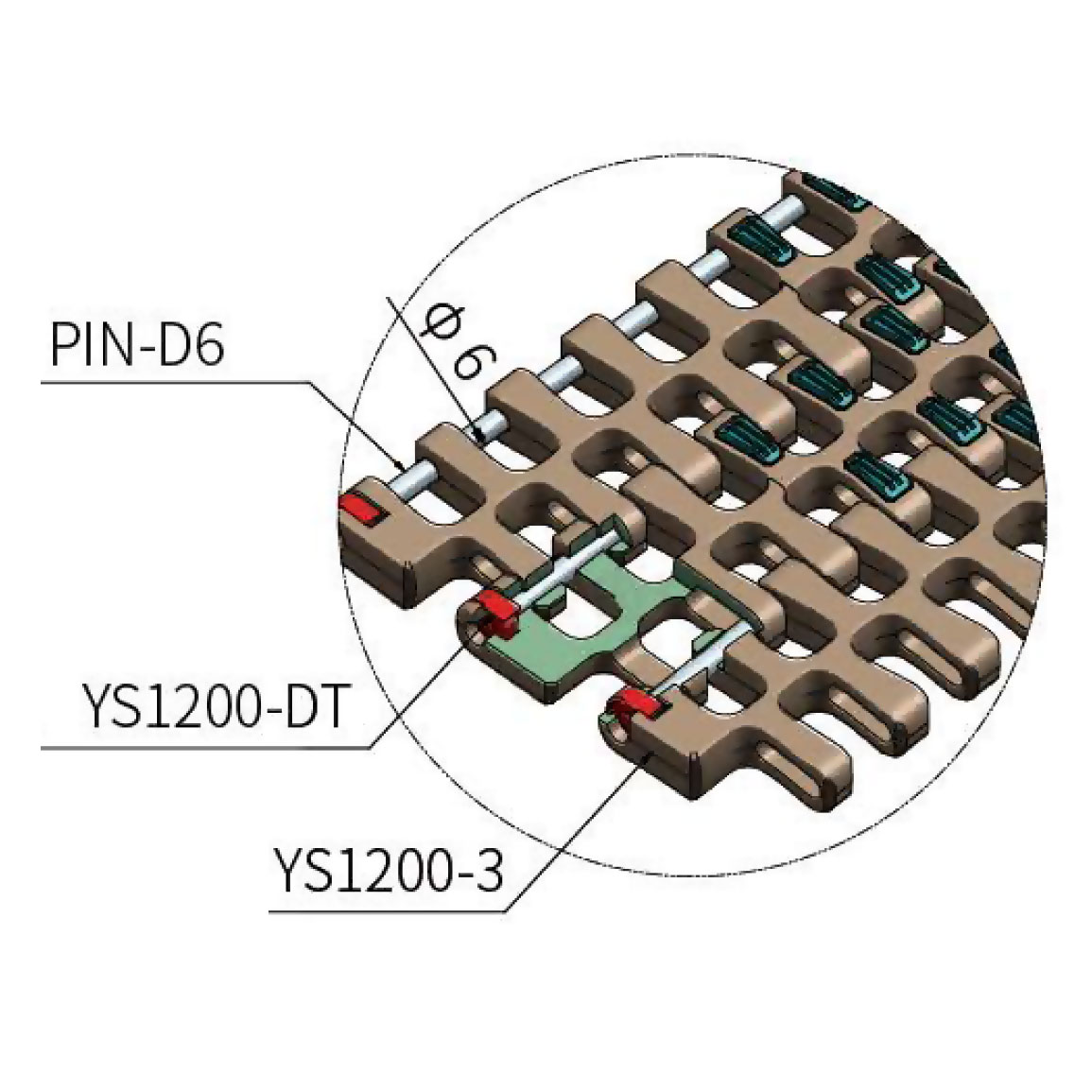 Состав модульной ленты YS1200-4