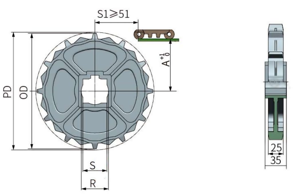 Чертеж звездочки ZS YS660